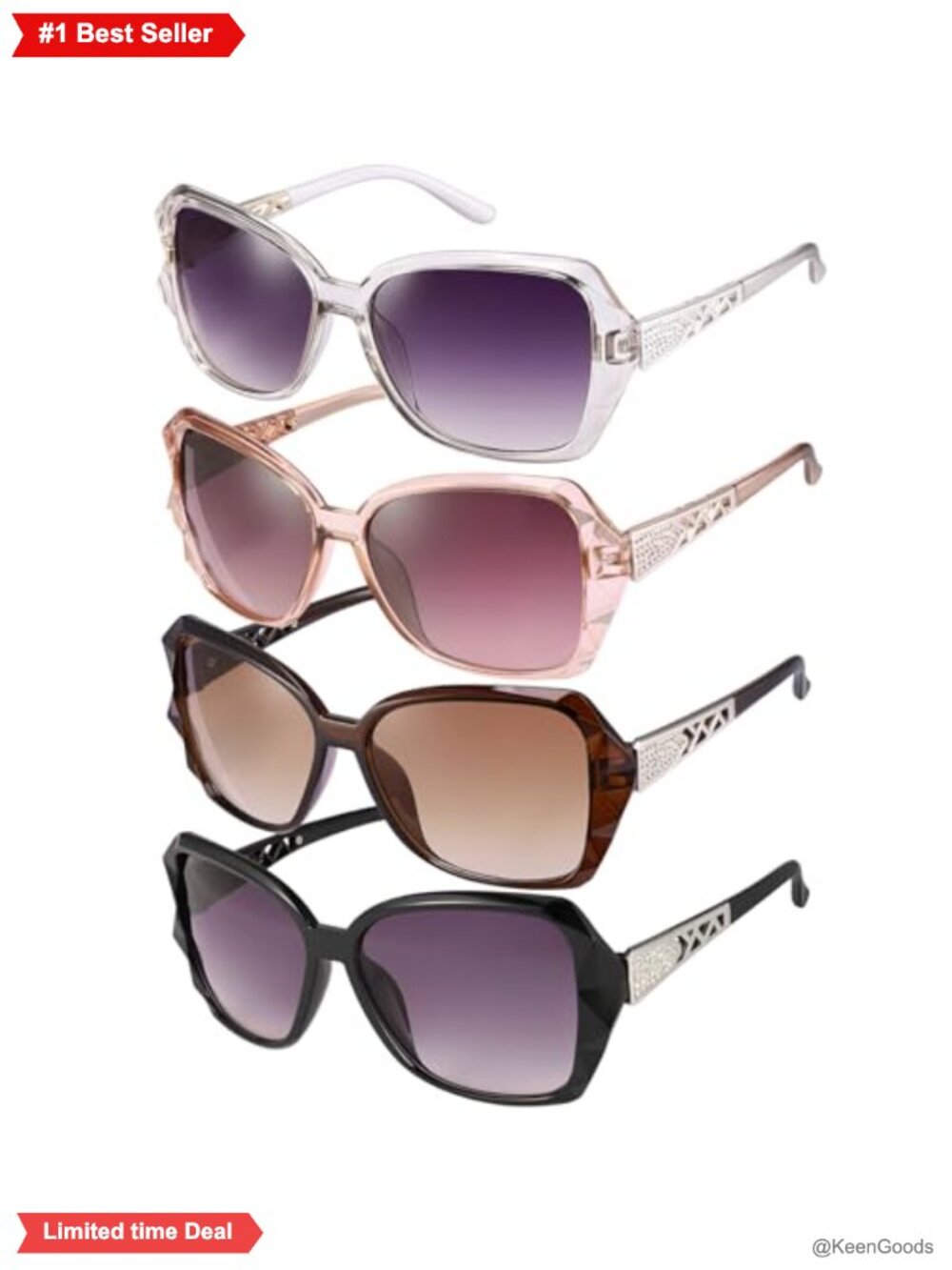 Oversized UV400 Large Sunglasses Square Bling Crystal